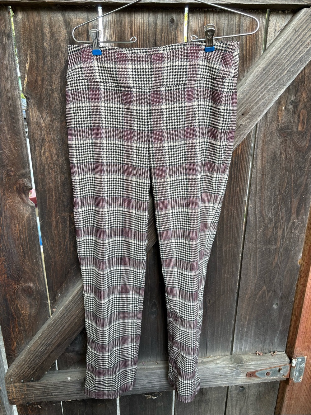 Women’s Straight Leg Plaid Pants in Brown & Cream